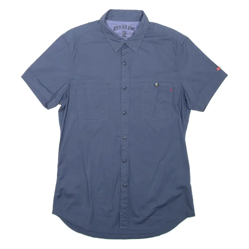 REPLAY Mens Plain Shirt Blue S