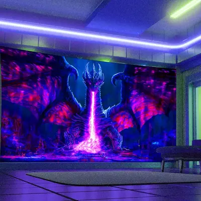 Dragon Pattern Tapestry, 1 Count Wall Hanging Tapestry with Installation Kit, Wall Hanging for Living Room Bedroom Office Hom...