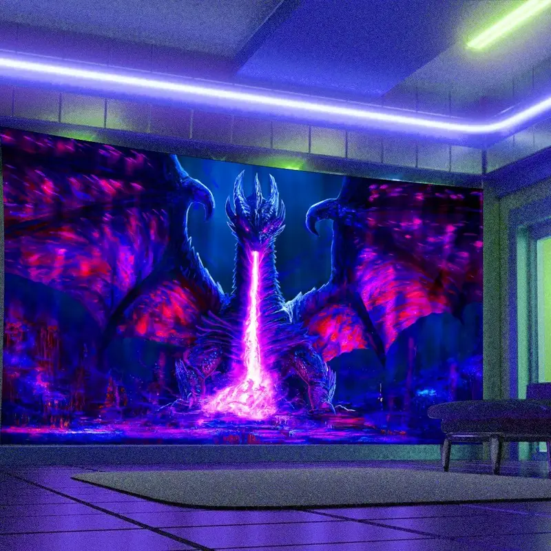 Dragon Pattern Tapestry, 1 Count Wall Hanging Tapestry with Installation Kit, Wall Hanging for Living Room Bedroom Office Hom...