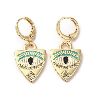 Horse Eye Real 18K Gold Plated Brass Dangle Leverback Earrings