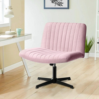 Waleaf Armless Office Desk Chair with Adjustable Height, 360 Degree Swivel, 108°-130° Tilt, Fabric Padded Backrest & Wide S...