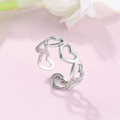 Non-Tarnish 304 Stainless Steel Open Heart Wrap Cuff Ring for Women