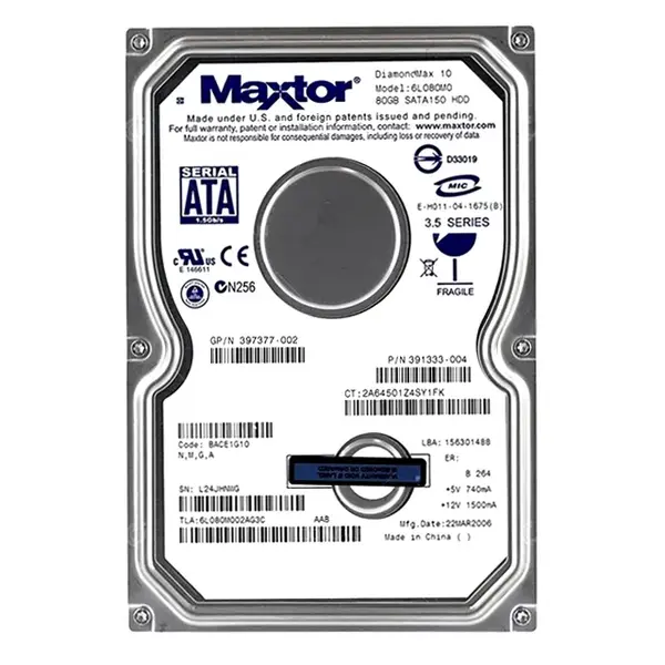 391333-004 HP 80GB 1.5Gb/s SATA 7200 3.5-inch Hard Drive