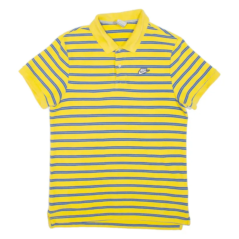 NIKE Mens Polo Shirt Yellow Striped M