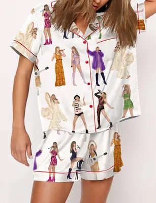 Moon Princess Sailor Guardians Wand Satin Pajama Set For Women Print Comfy Satin Sleepwear & Loungewear Pjs Printing Silky To...