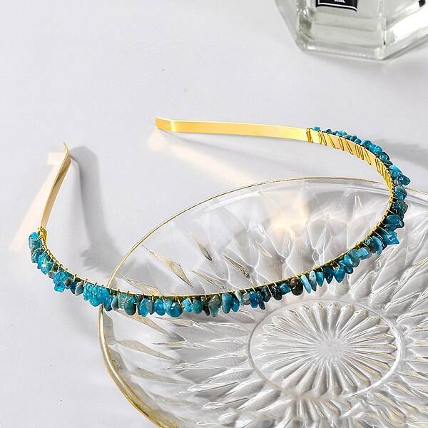 Wire Wrapped Natural Apatite Chip Hair Bands