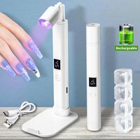 Rechargeable Handheld UV Nail Lamp, 1 Box Portable Mini UV Nail Lamp with Magnetic Stand, LED Nail Lamp for Home Nail Art and...