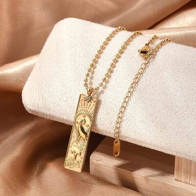 304 Stainless Steel Clear Cubic Zirconia Rectangle Constellation Pendant Necklaces for Women Men