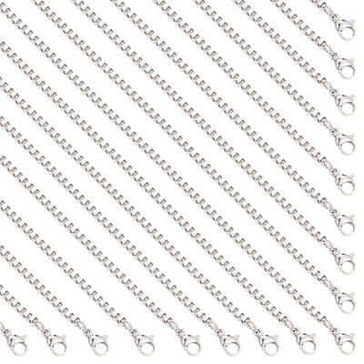 12Pcs 201 Stainless Steel Box Chain Necklaces Set