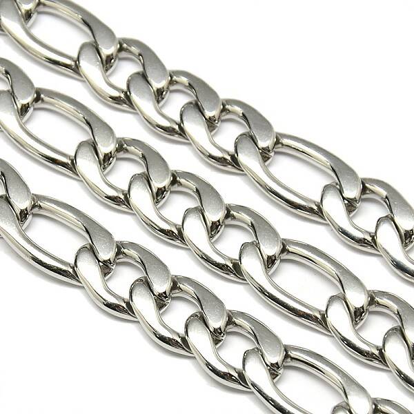 Tarnish Resistant 3.28 Feet Stainless Steel Figaro Chains