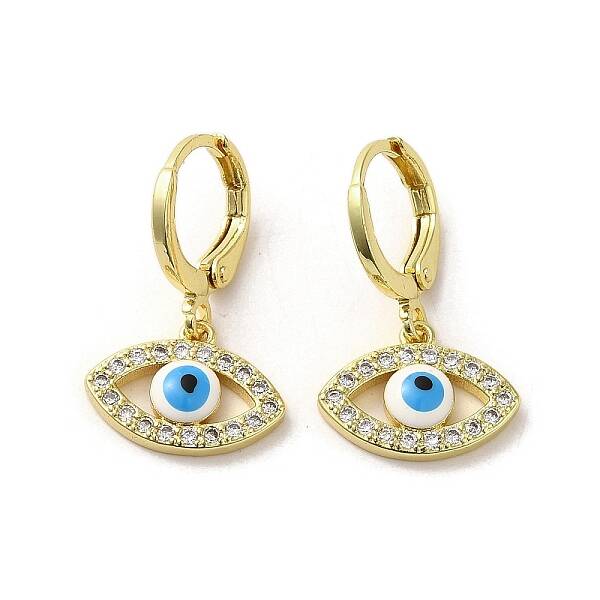 Horse Eye Real 18K Gold Plated Brass Dangle Leverback Earrings