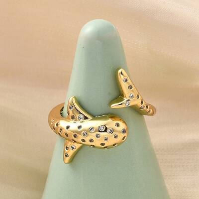 Brass Micro Pave Clear Cubic Zirconia Open Cuff Rings for Women