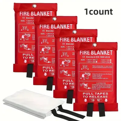Fire Blanket, Emergency Fire Blanket, Reusable Firefighting Blanket, Heat Resistant Fire Blanket for Home, Kitchen, School, B...