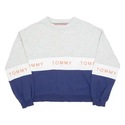 TOMMY HILFIGER Cropped Womens Sweatshirt Grey Crew Neck S