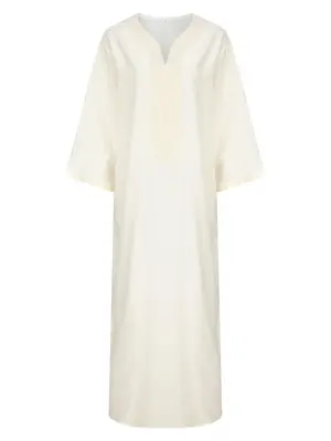 Men's Loose Fit Embroidering V Neck Kaftan, Casual Long Sleeve Arabic Clothing, Loose Fit Long Sleeve Arabic Clothing