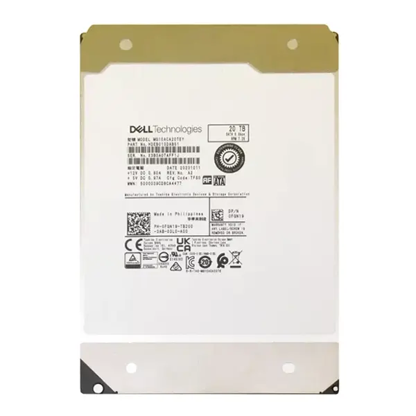 FGN19 Dell 20TB 7200RPM SATA 6Gb/s 3.5-inch Hard Drive
