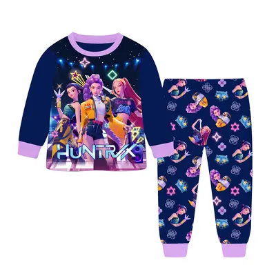 Girls Pajamas Set Demon Hunters Pyjamas Kids Long Sleeve Pjs Set 100% Cotton Rumi Mira Zoe Kpop Cute Clothing Top And Pants F...