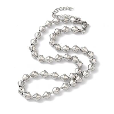 Non-Tarnish 304 Stainless Steel Rhombus Beads Necklace for Women