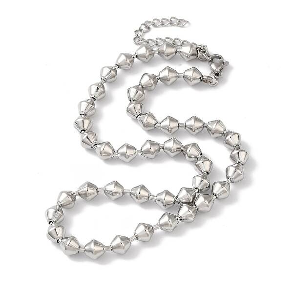 Non-Tarnish 304 Stainless Steel Rhombus Beads Necklace for Women
