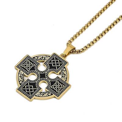 304 Stainless Steel Goth Knot Cross Pendant Box Chain Necklaces