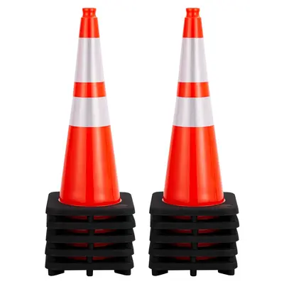Garvee Traffic Cones 28 10PCS PVC Orange Safety Cones with 2 Reflective Collars Heavy Duty Rubber Base Flexible Durable for...