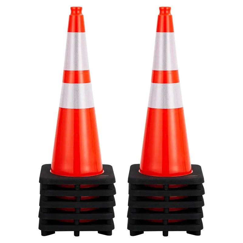 Garvee Traffic Cones 28 10PCS PVC Orange Safety Cones with 2 Reflective Collars Heavy Duty Rubber Base Flexible Durable for...