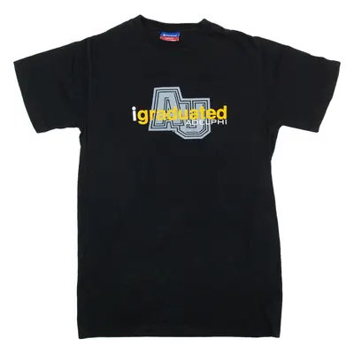 CHAMPION I Graduated Adelphi USA T-Shirt Black Short Sleeve Mens S