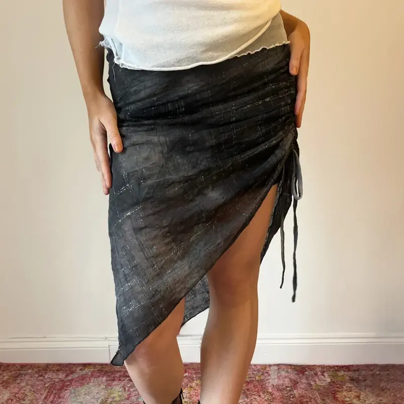 Bucle Asymmetric Mini Skirt - 28W UK 8 Black Polyester Blend