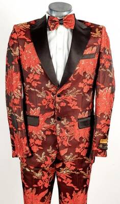 Paisley Suit - Paisley Tuxedo - Floral Suit - Flower Suit - RED