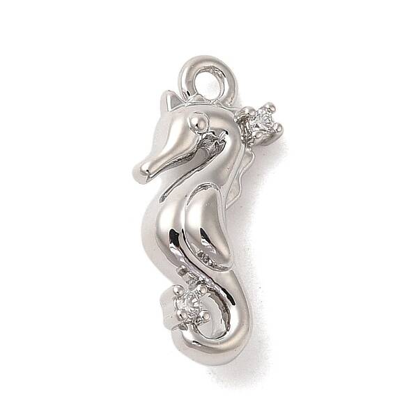 Marine Animal Theme Platinum  Brass Micro Pave Clear Cubic Zirconia Pendants