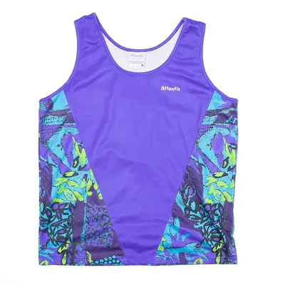 ATLANTIS SPORTSWEAR Activewear Purple Crazy Pattern Sleeveless Jersey Womens L