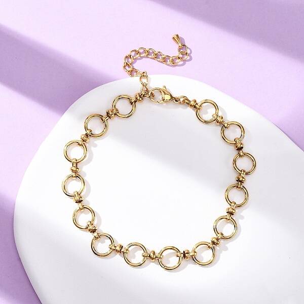 304 Stainless Steel Ring Link Chain Anklets