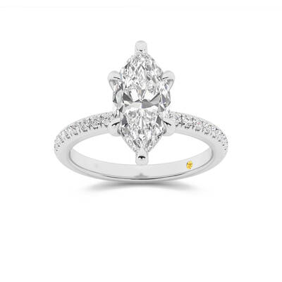 Aurelia Three Quarter Coverage Hidden Halo Marquise Lab Grown Diamond Engagement Ring | 14K White Gold 4 CT. TW.
