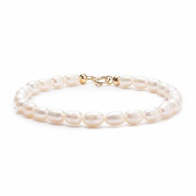 Grade A Natural Pearl Beaded Bracelets with Brass Spring Ring Clasps for Women