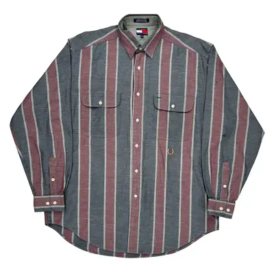 Tommy Hilfiger Striped Shirt - Small Grey Cotton