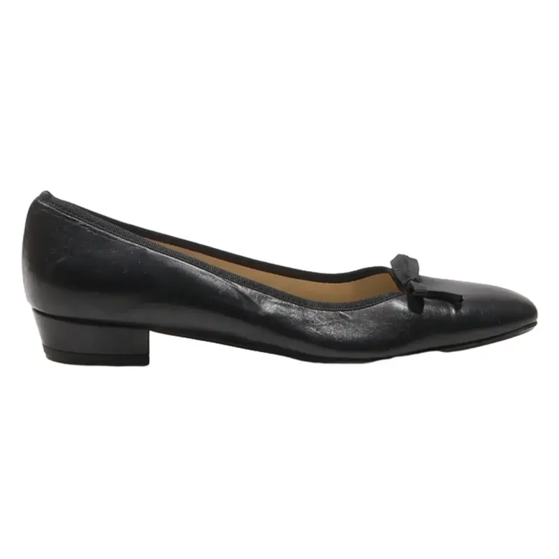 ANGEL CASTELLI Ballet Shoes Black Leather Womens UK 6