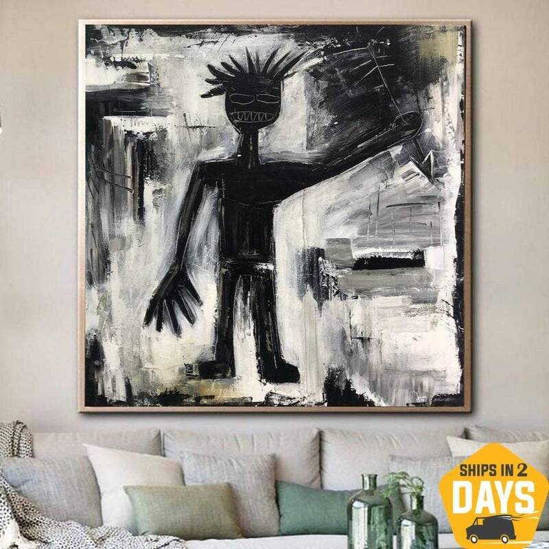 Neo Expressionist Wall Art Black And White Paintings On Canvas Abstract Figurative Fine Art Modern Graffiti Style Wall Decor ...