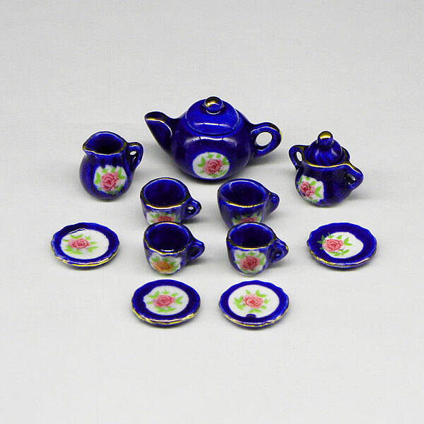 Porcelain Miniature Teapot Cup Set Ornaments