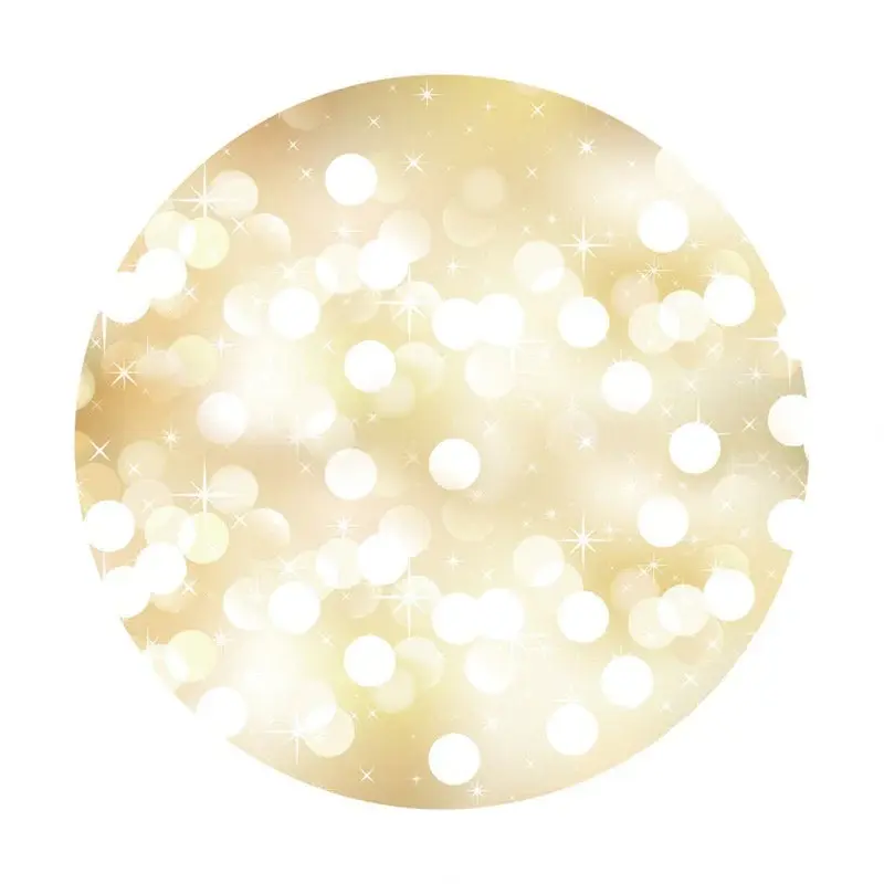 Aperturee Shining White Dots Gold Bokeh Round Backdrops For Party | Round Backdrop Stand Covers | Custom Round Birthday Backd...
