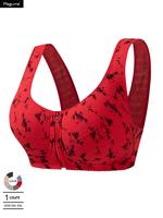 【Plus Size】 Tie Dye Print Wireless Bra, Casual Comfortable Breathable Bralette for Daily Wear, Women's Lingerie for All S...