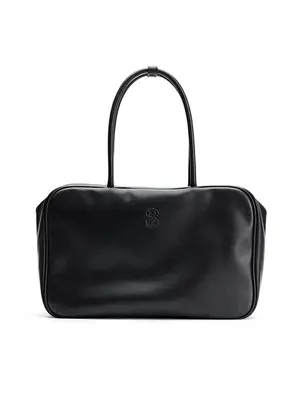 Smting Leather Hobo Handbag with Zipper