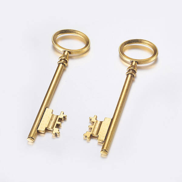 Tibetan Style Alloy Skeleton Key Large Pendants