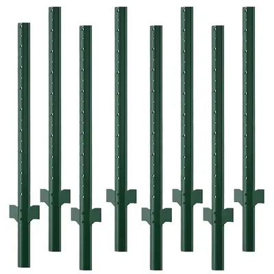 Garvee 8-Pack 5ft Steel T-Post Fence Stakes - Heavy-Duty Metal Garden Fencing Poles for Farms, Yard, Lawn