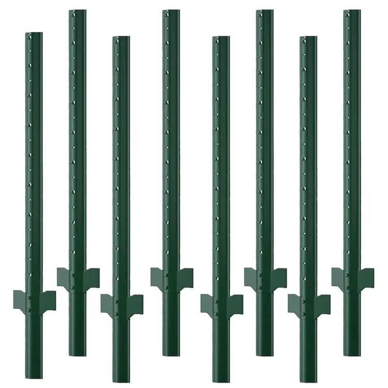 Garvee 8-Pack 5ft Steel T-Post Fence Stakes - Heavy-Duty Metal Garden Fencing Poles for Farms, Yard, Lawn