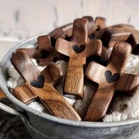 3Counts Wooden Cross Fidget for Easter, Small Wooden Crosses Wood Crosses Small Cross Pendant Christian Gift for Children and...