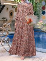 Women's Ditsy Floral Print Long Sleeve Dress, Casual Round Neck Dress for Holiday Vacation Daily Wear, Ladies Clothes for All...