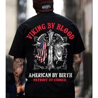 Viking by Blood American by Birth Tee – Patriotic Cross & Flag Graphic Shirt | 4th of July USA Independence