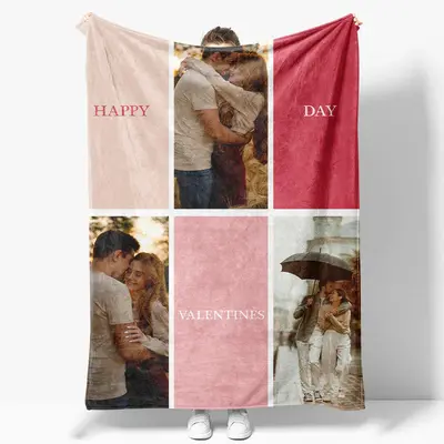 Custom Splicing Couple Photo Valentines Day Blanket - Aperturee