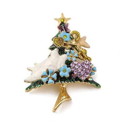 Christmas Tree Alloy Rhinestone Brooches