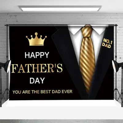Black Siut Golden Tie Crown Fathers Day Backdrop - Aperturee